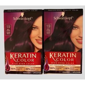 Schwarzkopf Keratin Color 1.9 Rich Caviar Permanent Hair Dye Kit 2 Pack NEW